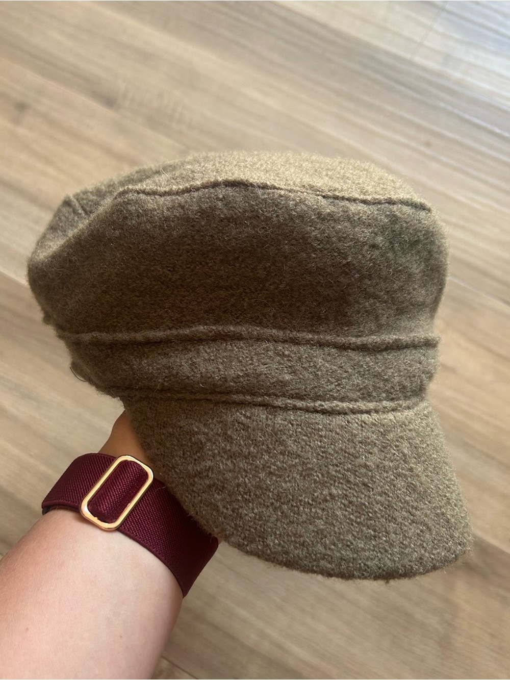 Scala Pronto Brown Wool Cadet Cap Pleated Military Hat One Size Y2K